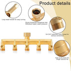 EBH Brass Garden Hose Splitter, 5 Way Outdoor Frostproof Tap Hose Splitter with 5 Individual On/Off Valve and Extended Handle, GHT 3/4-Inch Heavy Duty Hex Female Inlet and 3/4-Inch Male Outlet - Image 3