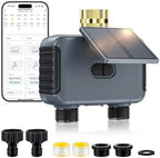 Mcbazel Solar & Type-C Charging WiFi Water Timer for Garden Hose, Smart 2-Zone Sprinkler Controller with App & Voice Control, Programmable Irrigation System with Auto & Manual Modes for Yard by Mcbazel