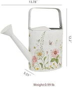 Vintage Floral Metal Watering Can for Indoor/Outdoor Plants, White Functional Garden Waterer with Long Spout, Garden Water Pot Rustic Decor for Home Garden Patio - Image 6