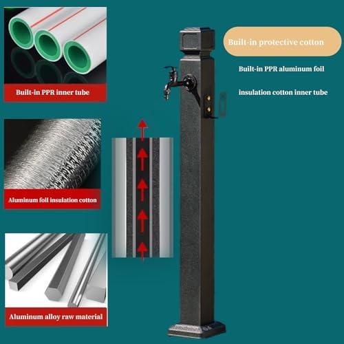 Floor Mounted Faucet Outdoor Water Pipe Vertical Fountain Irrigation Column,Freestanding Vertical Garden Water Column - Black Outdoor Faucet for Courtyards, Square Hydrant Post, Perfect for - Image 6