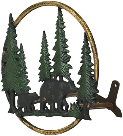 Zeckos Garden Hose Holder Black Bears in Forest 11 Inch Cast Iron - Image 2