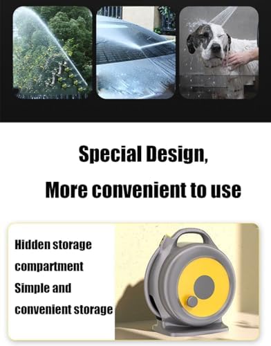 Retractable Garden Hose Reel with 9 Function Nozzle, Lockable Hose Storage Rack, 15m - Image 2