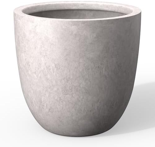 Kante Large Round Bowl CON Gray Concrete Planter 18" Dia, Outdoor by Unknown
