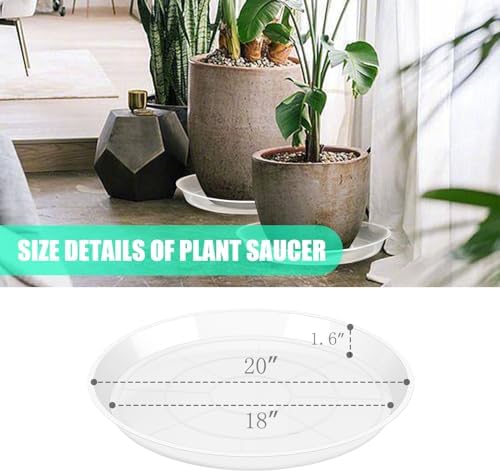 OUPSAUI 4 Pack Clear Plant Saucer 4 6 8 10 12 14 16 18 20 22 Inch Plant Trays for Pots, Plastic Extra Large Planter Saucers for Outdoors Indoors, Drip Catcher Water Tray for Plants (20 Inch) - Image 7