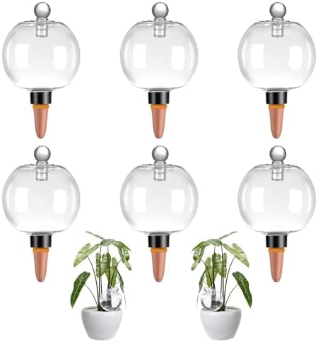 6 Pack Plant Watering Globes with Covers 17oz Self Watering Planter Insert, Plastic Water Bulbs, Indoor/Outdoor Plant Watering Devices for Automatic Drip Irrigation by Unknown