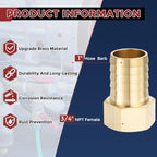 8pcs Brass Hose Barb Fittings 1" Hose Barb to 3/4" NPT Female - Image 2