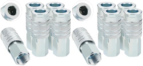 1/2” I/M Industrial Type Air Coupler with 1/2” FNPT, Steel High Flow 5PCS Air Tool Fittings (Pack of 2) by HOOTSUM