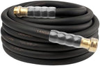 Heavy Duty Premium Garden Hose 50ft x 5/8", 300PSI Working, 1000PSI Burst, Hybrid Rubber Water Hose with Transparent Swivel Handle - Hot/Cold Water - Five Layered Braiding with Brass fittings (Black) by Unknown