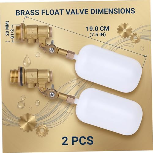 Pool Water Leveler Auto Fill, 2 Pack Pool Auto Fill Float Valve - Water Trough Float Valve with Automatic Level Control, Copper & Plastic, 1/2 Inch Trough - Image 4
