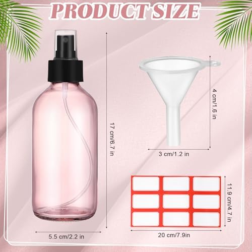 Norme 12 Pcs 8 oz Glass Spray Bottles, Funnels and Labels, Pink, Stylish - Image 2