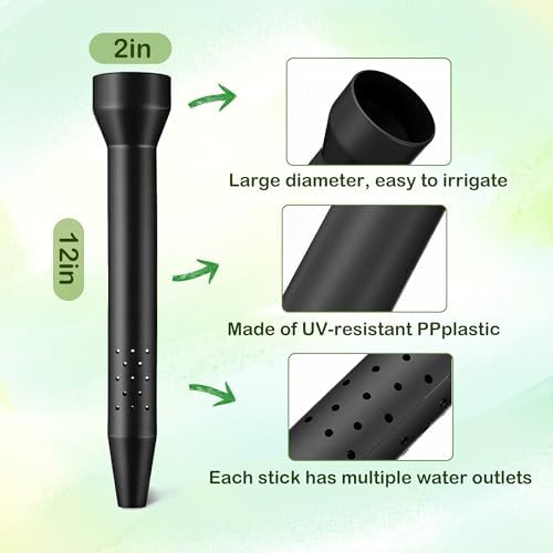 6 Pack Deep Drip Watering Stakes, 12 Inch Large Plant Watering Spikes for Outdoor Plants, UV-Protected PP Plastic Deep Root Irrigation System for Trees, Shrubs, Vegetables and Potted Plants (6, black) - Image 3