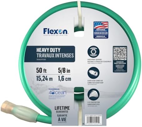 Flexon FXG5850 5/8-Inch x 50-Foot Heavy Duty 5-Ply Forever Garden Hose by Flexon