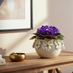 HERDUK 7.5” Ceramic Self Watering African Violet Planter with Hand-Sculpted petalsl Design – Durable Indoor Plant Pot for Orchids, Succulents, and Houseplants - Image 5