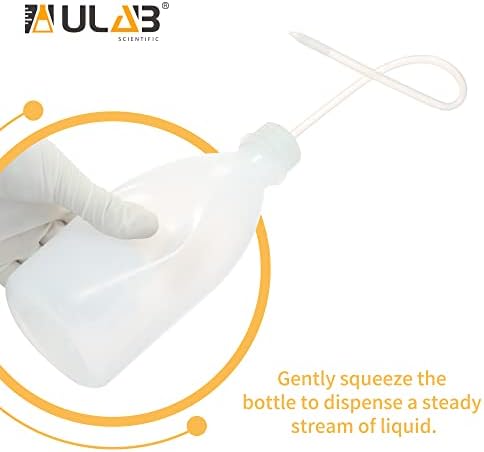ULAB 6pcs of Vol.500ml (16oz) Wash Bottle, Narrow Mouth Squeeze Bottles, LDPE material, with Long Dispensing Tube, UWB1026 - Image 4