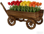 Wooden Wagon Garden Planter with Wheels, 45 Inch, Carbon - Image 2