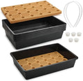5 Pack Nursery Pots Trays with Removable Mesh Drainage Mat, Plastic Seed Starter Trays (17"x12"x3.5") with Drainage Hole, Propagation Kit for Seedlings, Microgreens, Plant Germination (Black) by RooTrimmer