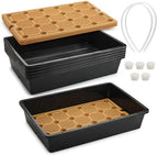 5 Pack Nursery Pots Trays with Removable Mesh Drainage Mat, Plastic Seed Starter Trays (17"x12"x3.5") with Drainage Hole, Propagation Kit for Seedlings, Microgreens, Plant Germination (Black) by RooTrimmer