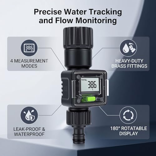 Digital Water Meter with Brass Inlets, 180° Rotatable LCD - Image 4