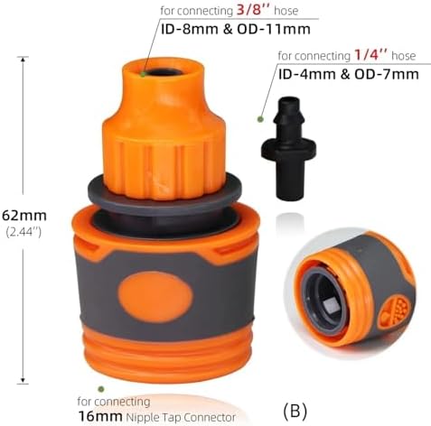 Expandable Garden Hose Repair Kit 6PCS Water Hose Quick Connectors Plastic Rubber Coupler Pipe Adapter with Shut Off Valve for Irrigation System(B) - Image 2