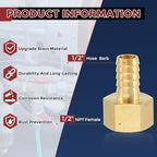 20pcs Brass Hose Barb Fittings 1/2" Hose Barb to 1/2" NPT Female - Image 2