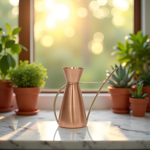 Copper Watering Carafe Elegant Indoor Plant Watering Can Decorative Tabletop Garden Tool Precise Pour Spout Stylish Home Décor for Houseplants Herbs Succulents Office and Living Spaces - Image 5