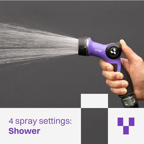 SPRAY NOZZLE, 4-Pattern Water Hose Nozzle with Thumb Flow Control, Ergonomic Grip & Metal Connector, Fits Standard Garden Hoses - Image 3
