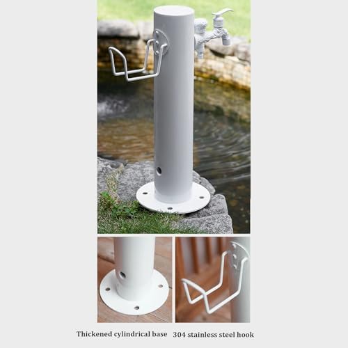Outdoor 304 Stainless Steel Cylindrical Vertical Garden Water Column, Decorative Yard Hydrant Water Feature Fountain, Freestanding Garden Hose Holder with Full Copper Faucet,for Irrigation and Water - Image 6