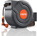 90FT Retractable Garden Hose Reel 5/8 Inch, Heavy Duty Wall Mounted Hose Reel with 9-Pattern Nozzle, Automatic Slow Return & Any-Length Lock, 180° Swivel UV Resistant for Lawn & Car Wash by NEO-TEC
