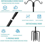 Garden Hose Holder 2 Pack with 7 Prong Base and Dual Shepherd Hooks - Image 2