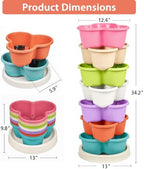 VECELO 7 Tier Vertical Garden Planter, Self Watering Stackable Planters with Wheels for Strawberries, Herbs, Flowers, Vegetables, Multicolor - Image 2