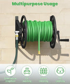 Garden Hose Reel Wall Mounted, Heavy-Duty Water Hose Holder Winder with 3.9 ft Leader Hose & Brass Fitting, Hose Hanger Storage Rack Holds 125-Feet of, 5/8-Inch, for Yard Lawn Farm, Black - Image 5