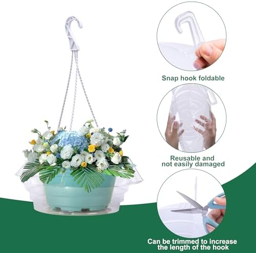 Adnee 12 Pcs 12 Inch Hanging Plant Water Catcher-Clear Plastics Plant Water Catcher Tray-Hanging Plant Saucers Drip Pans for Indoor Outdoor Hanging Basket Flower Pot - Image 3