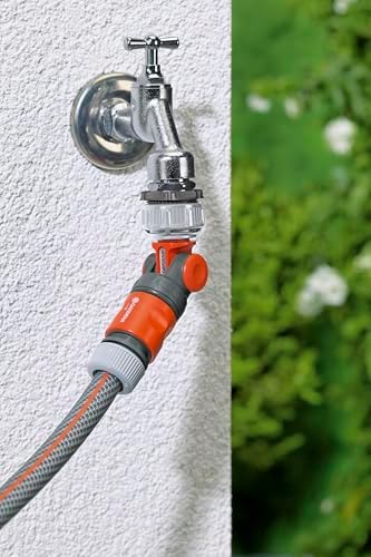 GARDENA Angled Tap Connector: Connector for 26.5 mm (G3/4 Inch) taps with 33.3 mm (G1 Inch) threads and 21 mm (G1/2 Inch) taps with 26.5 mm (G3/4 Inch) threads, rotates and swivels, packaged (2999-20) - Image 4