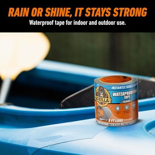 Gorilla Waterproof Patch & Seal Tape, Clear Tape, 4" x 8' (Pack of 4) - Permanent Weather Resistant Seal for Leaks and Repairs - Image 5