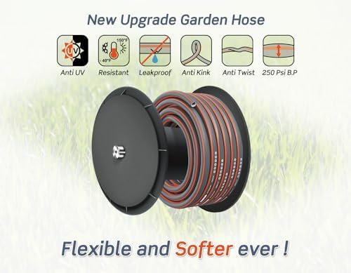 Blütezeit Retractable Garden Hose Reel, 1/2'' x 100ft Hose Reel Wall-Mount with 10-Function Spray Nozzle, Any Length Lock | 180° Swivel | Automatic Slow Rewind | Heavy Duty - Image 4