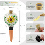 VOREEN Mosaic Plant Watering Globe with Terracotta Spike,Self-Watering Irrigation for Potted Plants,Sunflower-Inspired Mosaic with Solar Accent Light, Indoor & Outdoor Décor, 17oz - Image 4