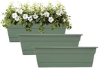 Bloem Dura Cotta 24" Plastic Window Box Planter with Saucer, Basil, 3-Pack by Bloem
