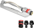 Eden 96218 Heavy Duty Turbo Oscillating Sprinkler, 18 Brass Nozzles, Weighted Aluminum Base, Adjustable Range, Quick Connect Bundle, Silver, Red, Black, Covers Up to 3,700 sq. ft. (Pack of 12) by EDEN