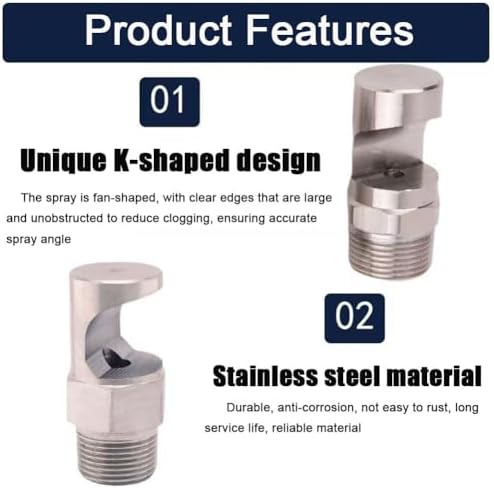 304 stainless steel cleaning nozzle wide angle fan nozzle (1/8, 1/4, 3/8, 1/2, 3/4BSPT) high pressure cleaning nozzle flood nozzle flat fan nozzle 3/4 wide angle fan nozzle （Hole diameter 9.3mm） 5pcs - Image 3