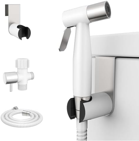 Arofa Handheld Toilet Bidet Sprayer for Toilet-Adjustable Water Pressure Control with Bidet Hose for Feminine Wash, Stainless Steel Jet Spray Cloth Diaper for Baby Wash - White/Brushed Nickel by AROFA