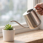 Comfortable Long-Spout Watering Can, Brushed Stainless Steel - Image 5