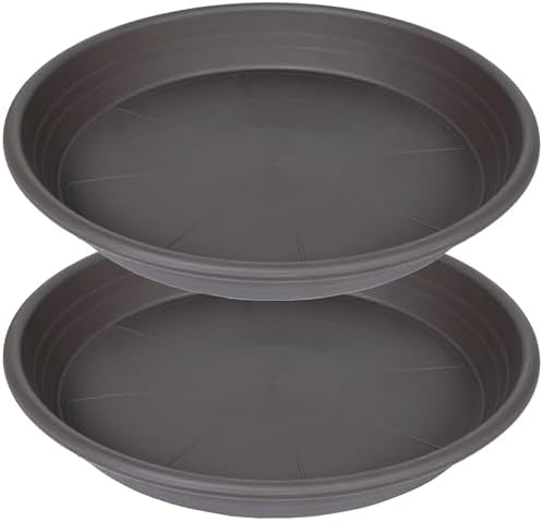 2 Pack of 16 inch Plant Saucer, Large Plant Tray, Heavy Sturdy Plant Drainage Tray for Indoors, Bird Bath Bowls, Sturdy 18 inch Plastic Pot Tray for Planter (Brown) by Unknown