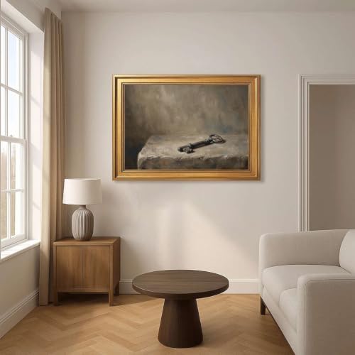 Gold Vintage Framed Antique Key Wall Art, Moody Still Life Print - Image 7