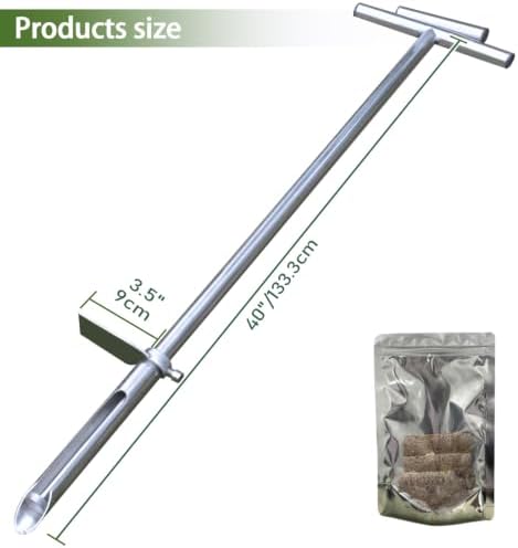 Soil Probe 40 Inch with 2 Bags, Soil Sample Probe with Ejector for Lawn House Plants, T-Handle Soil Sampler Probe Rod with Pedal, Stainless Steel Soil Test Kits Tool for Soil Sampling - Image 4