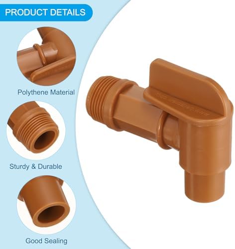 PATIKIL 2" Plastic Spigot Faucet, 10 Packs Barrel Faucet Durable Polyethylene Material Replacement Spigot for 15/30/50 Gallon Plastic & Steel Drum, Brown - Image 4