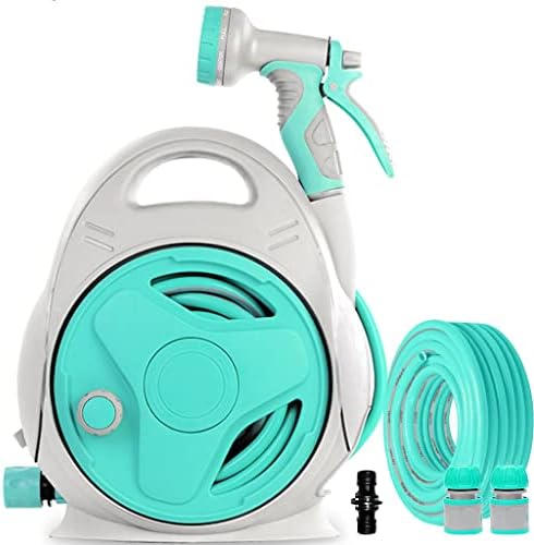 Hose Reel Cart Garden Hose Reels for Outside Retractable Handheld Outdoor Hose Reels, Hand Crank Hose Organiser, Compact Portable Hose Cart, with Water Gun (A Hose Cart+15+5m Pipe) by Unknown