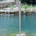 Freestanding Garden Water Column with Outdoor Hose Stand, Anti-Freezing 304 Stainless Steel Floor Mounted Water Tap, Courtyard Faucet Post, Metal Water Fountain Yard Hydrant for Irrigation/Washing by Unknown