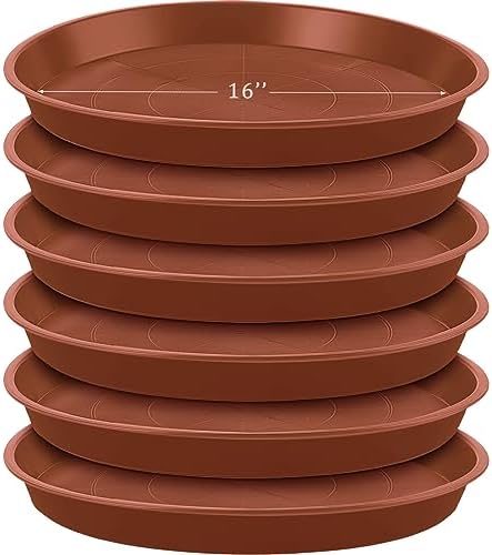 Eccliy 6 Pack Plastic Plant Saucer, Round, 16 Inch, Terracotta by Eccliy