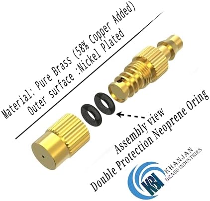 KHANJAN Brass Adjustable Copper Misting Nozzle Brass Spray Sprinkler Gardening Garden Lawn Irrigation, Black & Golden (10) (Yellow) - Image 2