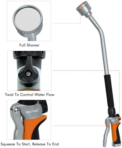 RESTMO 24 Inches Long Watering Wand for Garden Hose, Full Shower Spray Wand - Image 5